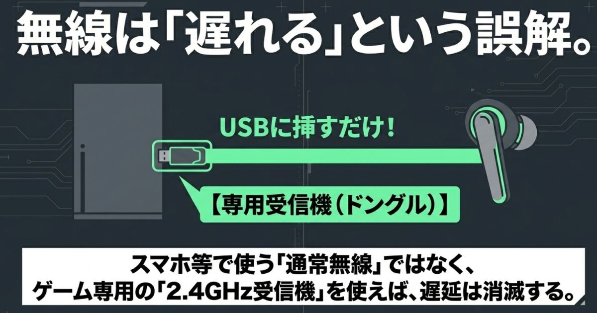 無線イヤホンの遅延を解消する2.4GHz専用受信機（USBドングル）の仕組み