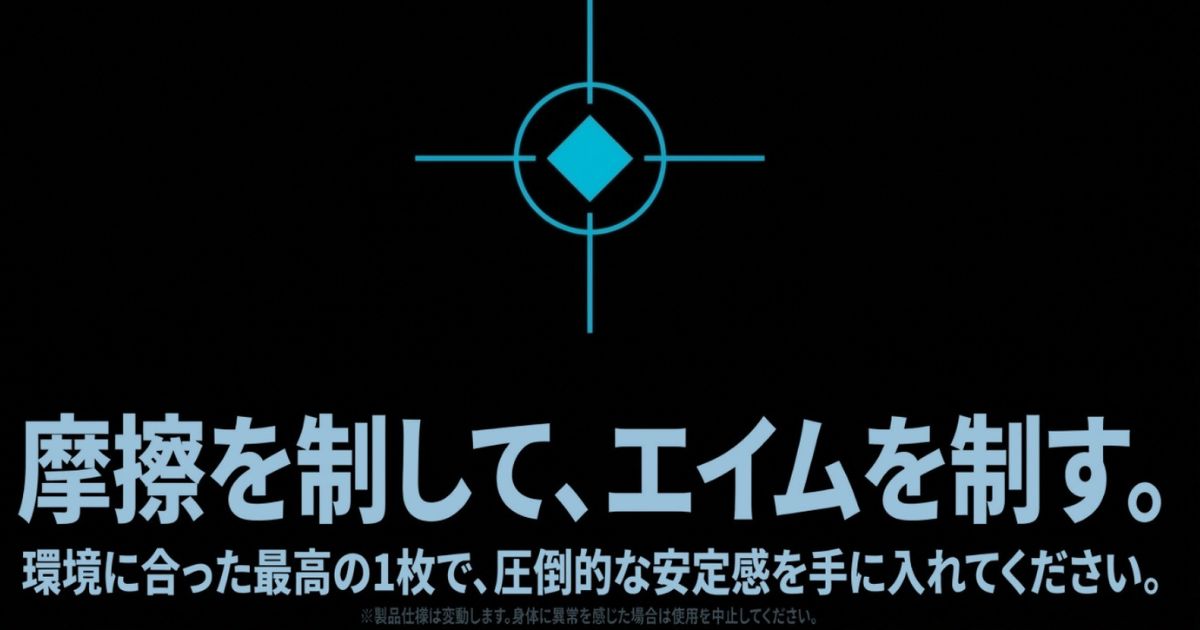 摩擦を制して、エイムを制す。環境に合った最高の1枚で、圧倒的な安定感を手に入れてくださいというまとめ。