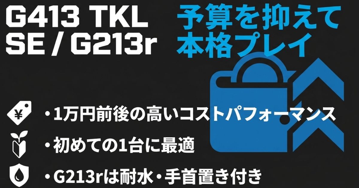 コスパ最強の初心者向けゲーミングキーボードG413 TKL SEとG213r