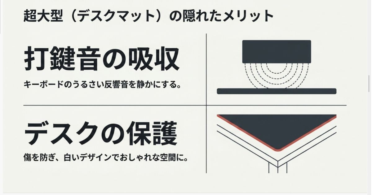 デスクマット（超大型）マウスパッドの隠れたメリットである打鍵音吸収とデスク保護