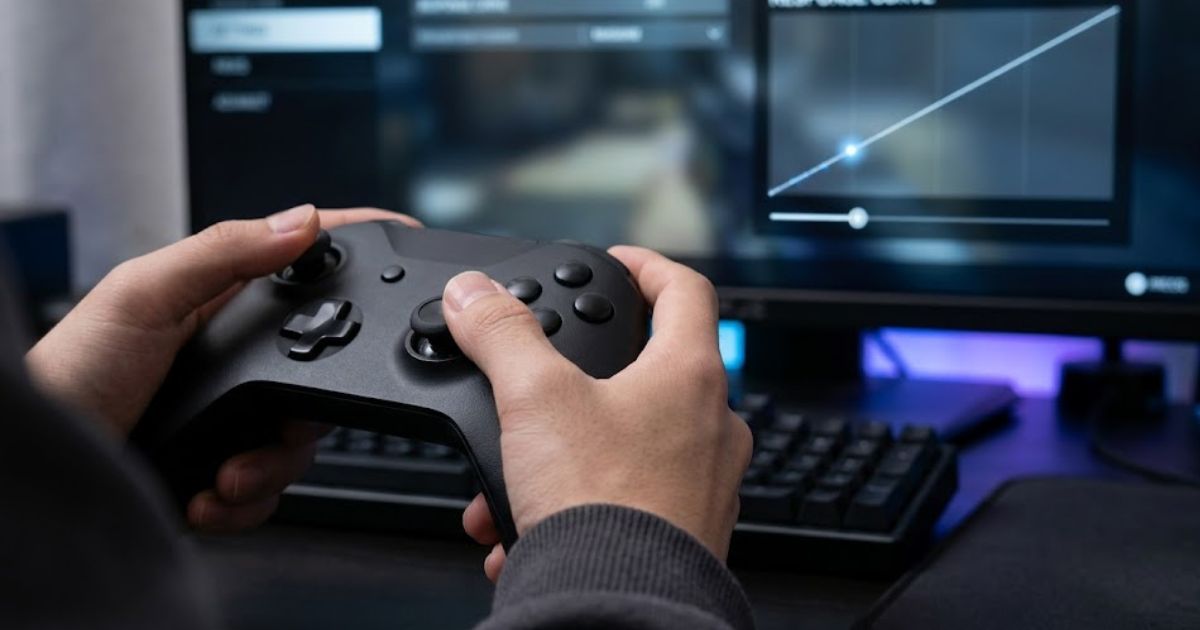 コントローラーのスティック操作と連動するFPSゲームの反応曲線設定画面