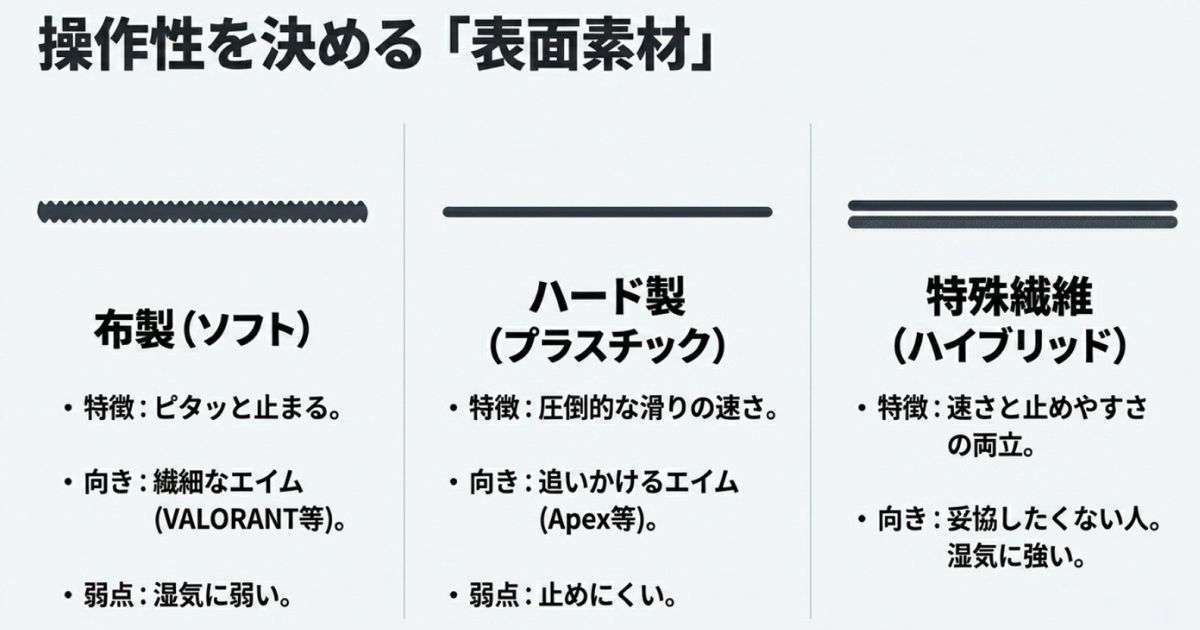 布製・ハード製・特殊繊維など表面素材が操作性に与える影響
