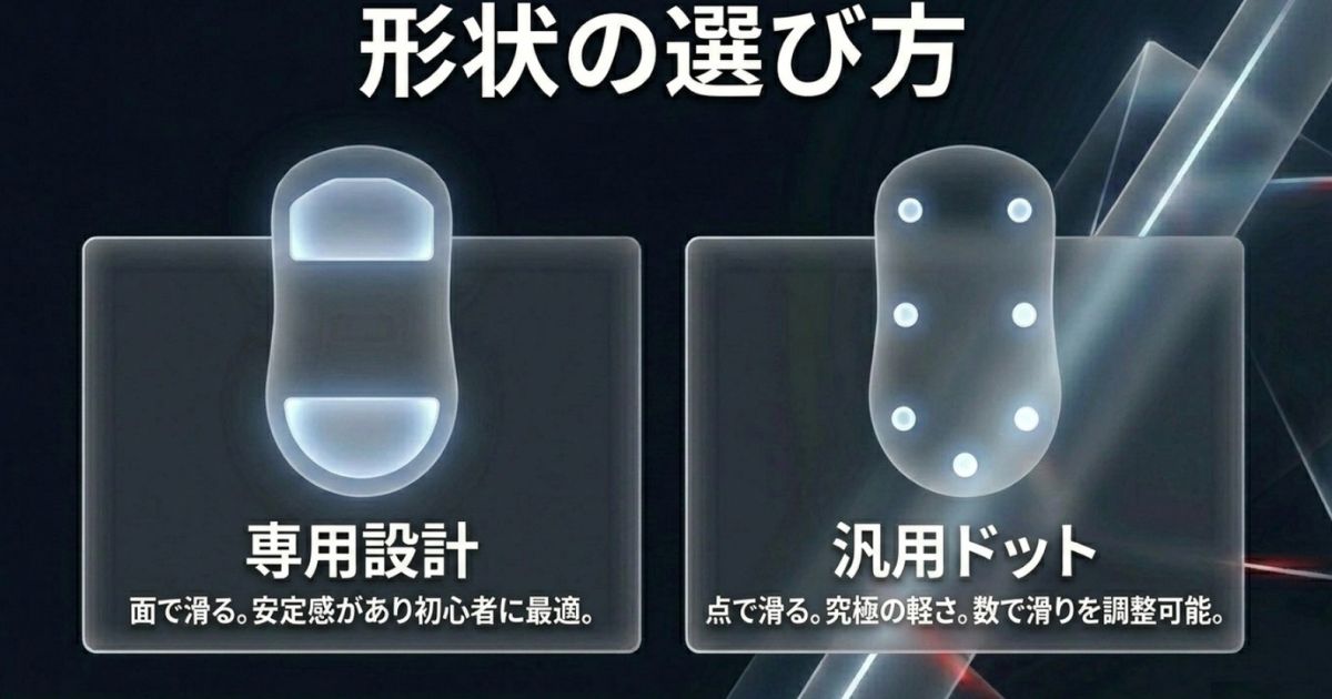 安定感のある専用設計と、究極の軽さを求める汎用ドットの比較
