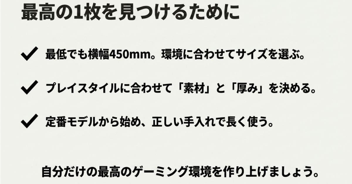 最高の1枚を見つけるための大型ゲーミングマウスパッド選び方まとめ