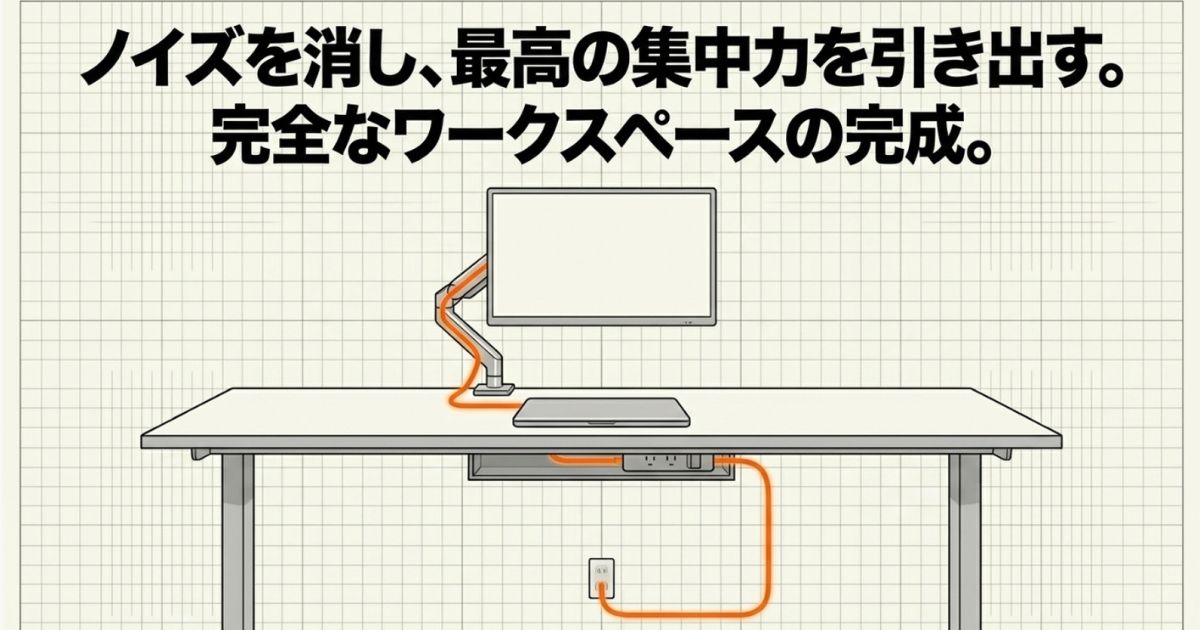 視覚的ノイズを完全に排除し最高の集中力を引き出す、白統一されたクリーンなゲーミングデスクの完成図