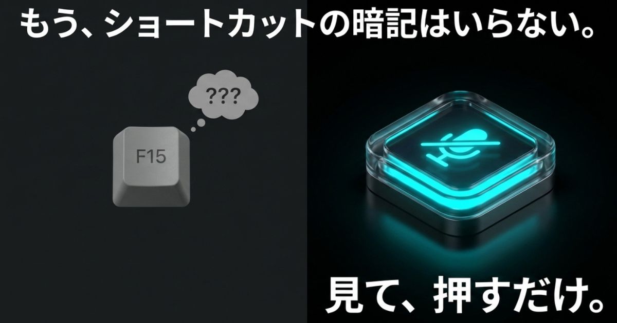 液晶アイコンを見て押すだけで操作が完結するため、複雑なPCショートカットキーの暗記が不要になるメリット。
