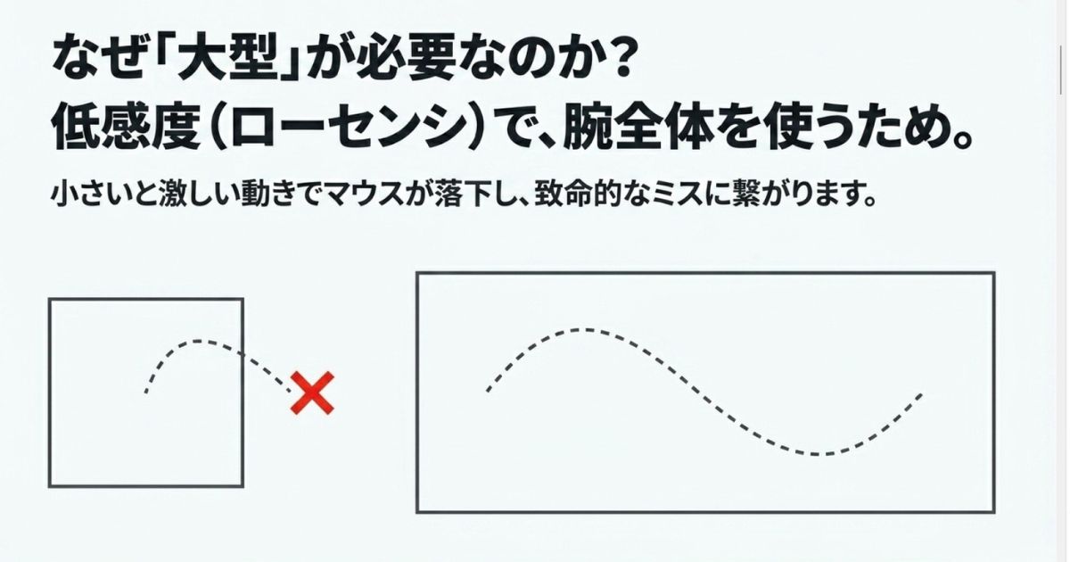 低感度（ローセンシ）プレイヤーに大型マウスパッドが必要な理由
