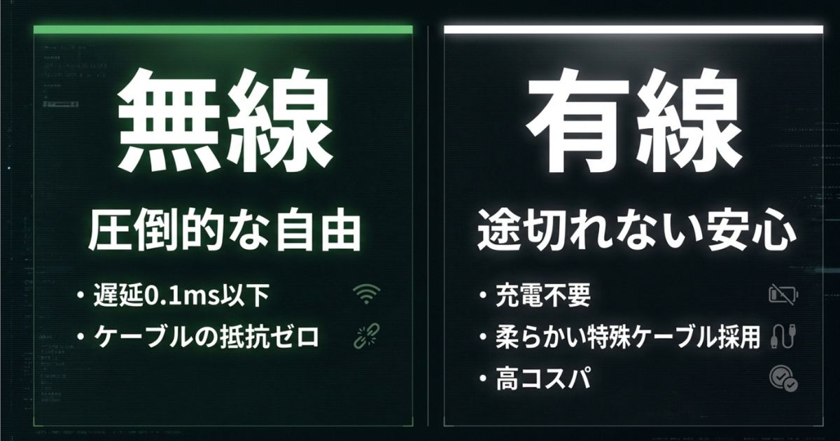無線の圧倒的な自由と有線の途切れない安心の比較
