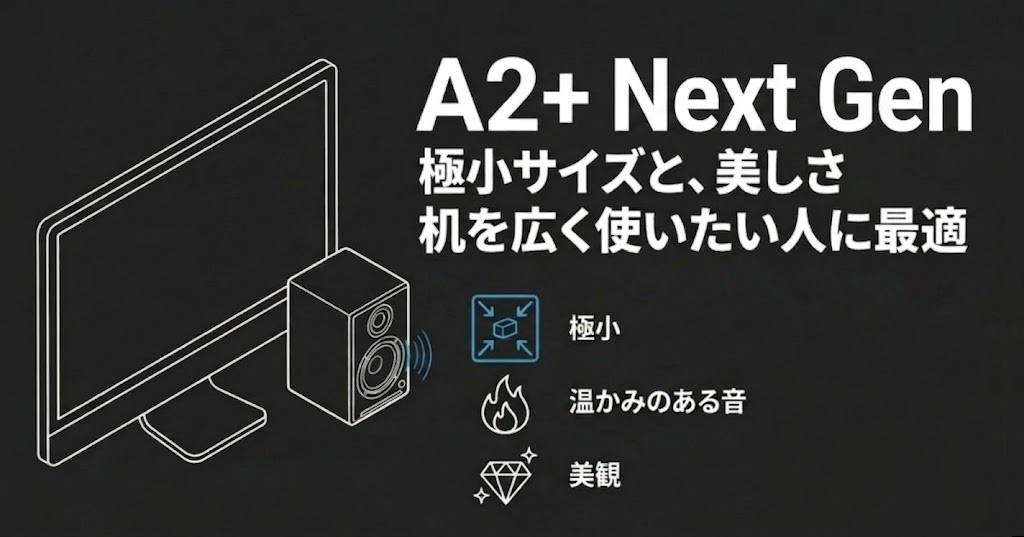 「極小サイズと、美しさ」と紹介された A2+ Next Genのイラスト。