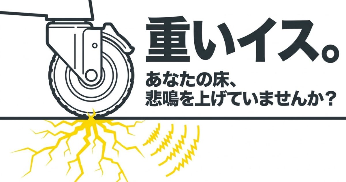 重いイスで床が悲鳴を上げていないか注意喚起するイラスト