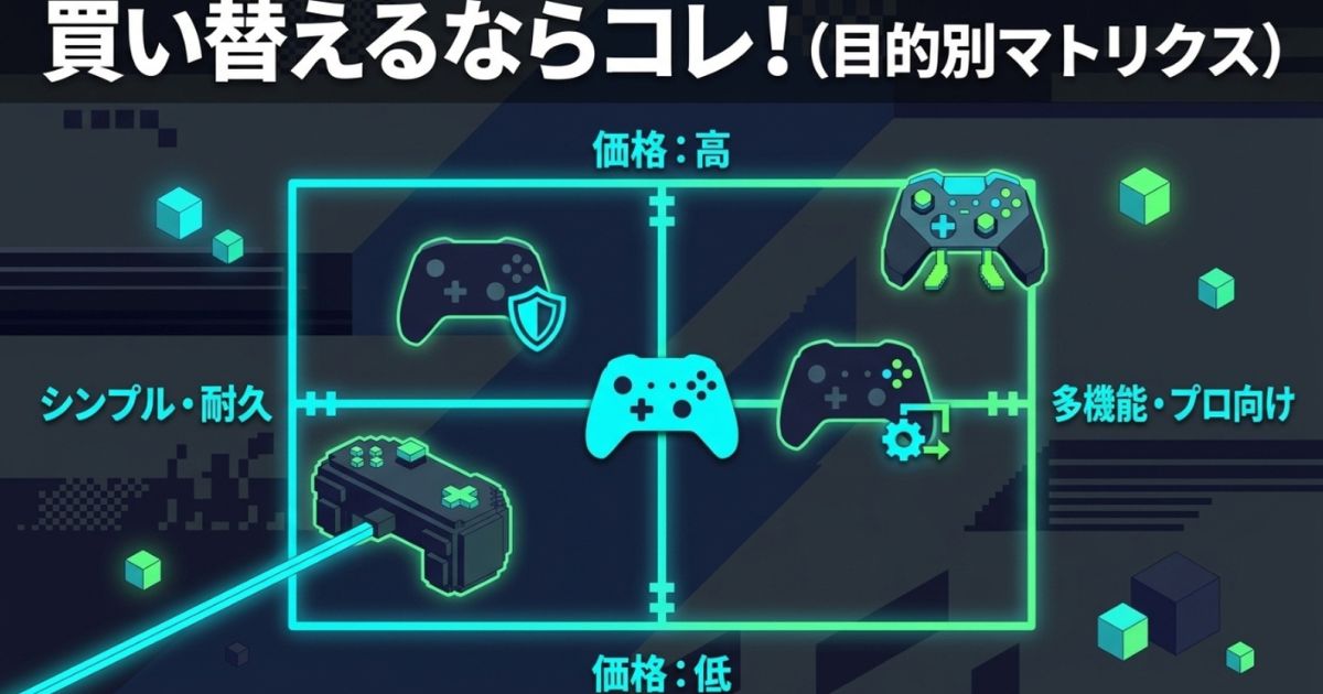 価格と機能性で分けたマイクラ向けおすすめコントローラーの目的別マトリクス
