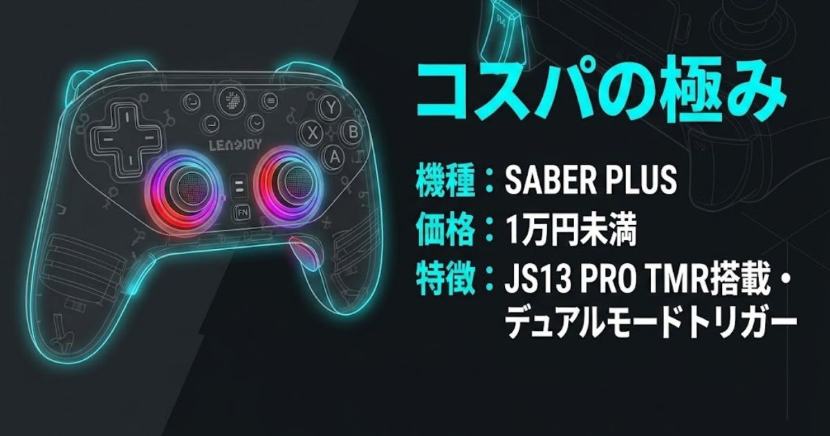 デュアルモードトリガーやJS13 PRO TMRを搭載した1万円未満のコストパフォーマンスモデル、SABER PLUSの特徴