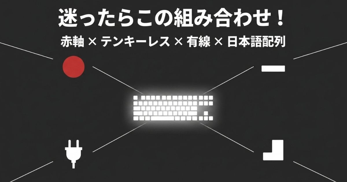 初心者におすすめの組み合わせ(赤軸、テンキーレス、有線、日本語配列)
