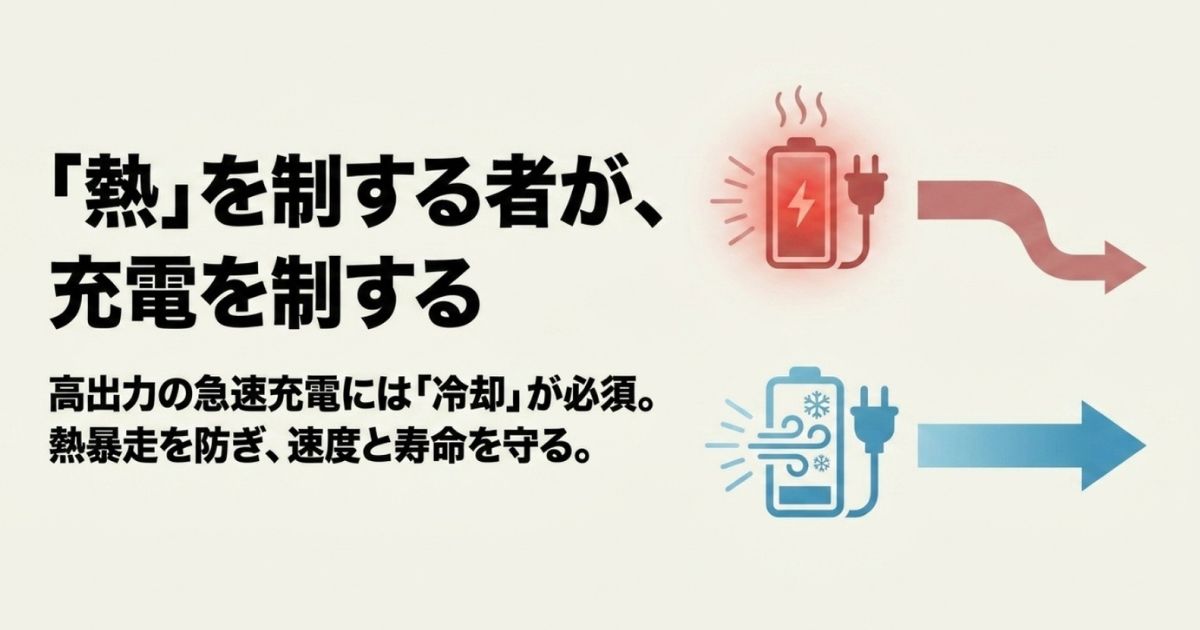 高出力の急速充電に必須となる、熱暴走を防いで速度と寿命を守る冷却技術