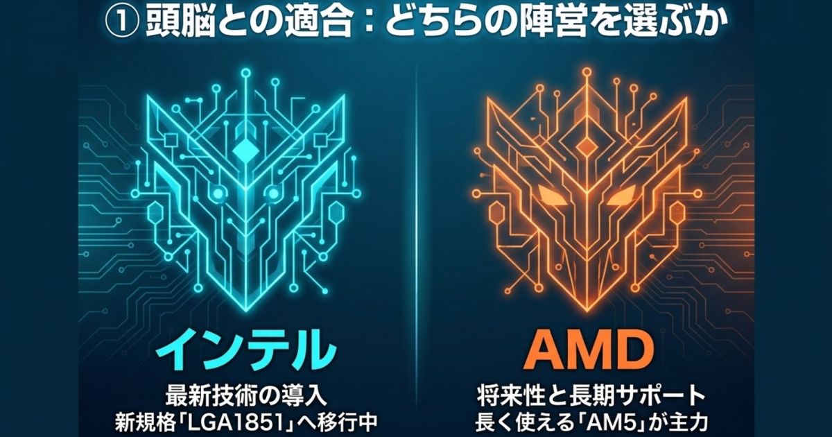 CPU互換性におけるインテル(LGA1851)とAMD(AM5)プラットフォームの特徴比較