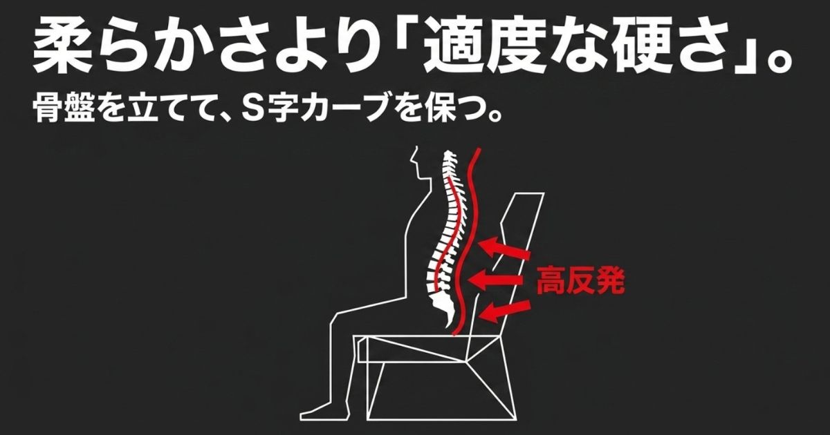 DXRacerの高反発ウレタンによる正しい姿勢の維持