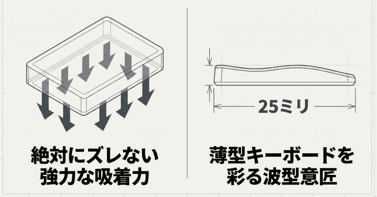 厚さ17.5ミリでHHKBなどのプロ仕様キーボードに最適なPFU製分離型パームレスト