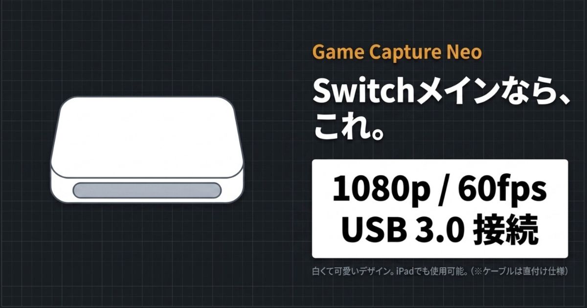 白くて可愛いデザインでSwitchやiPadでの配信に最適なGame Capture Neo