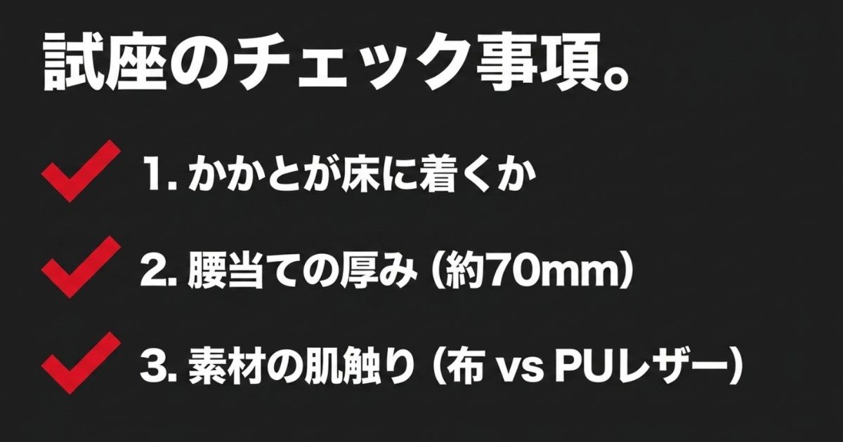 店舗でのゲーミングチェア試座で確認すべき3つのポイント