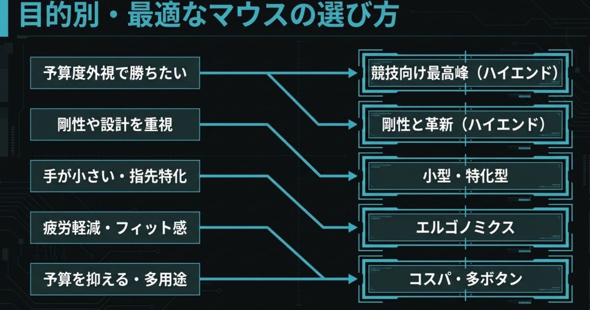 プレイスタイルや重視するポイントから選ぶおすすめゲーミングマウスの目的別チャート