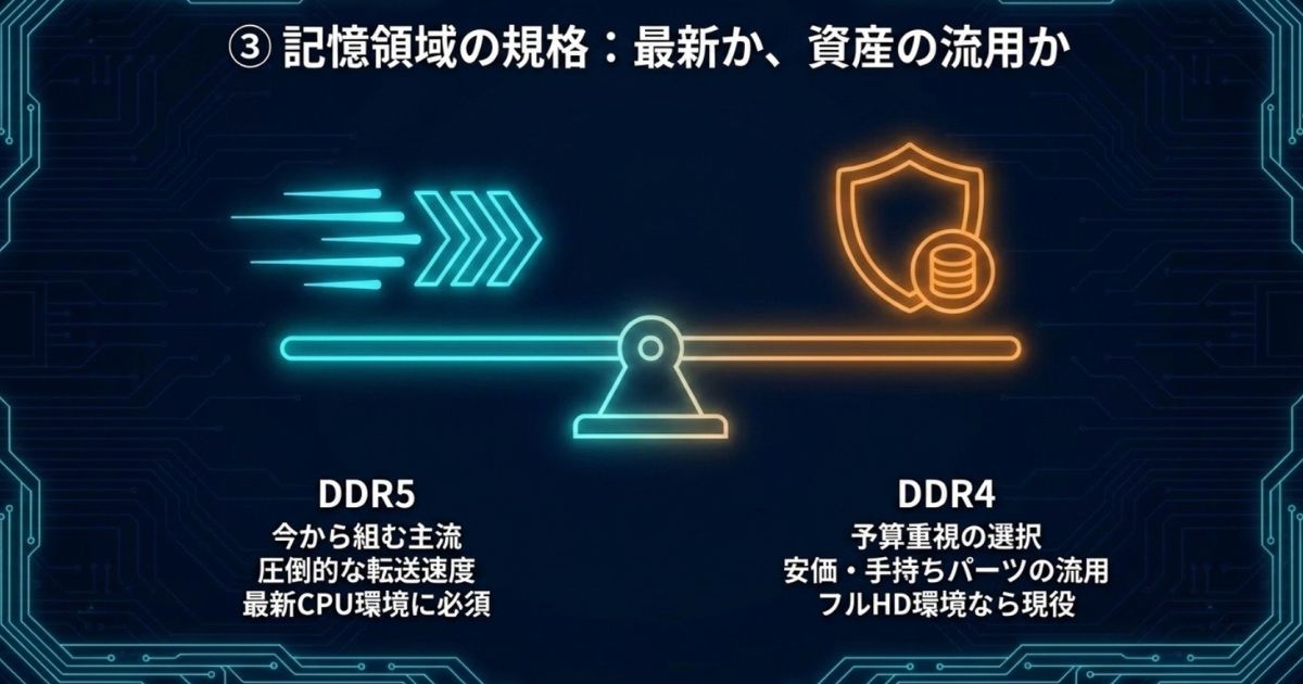 最新のDDR5メモリと資産流用できるDDR4メモリ規格の違い