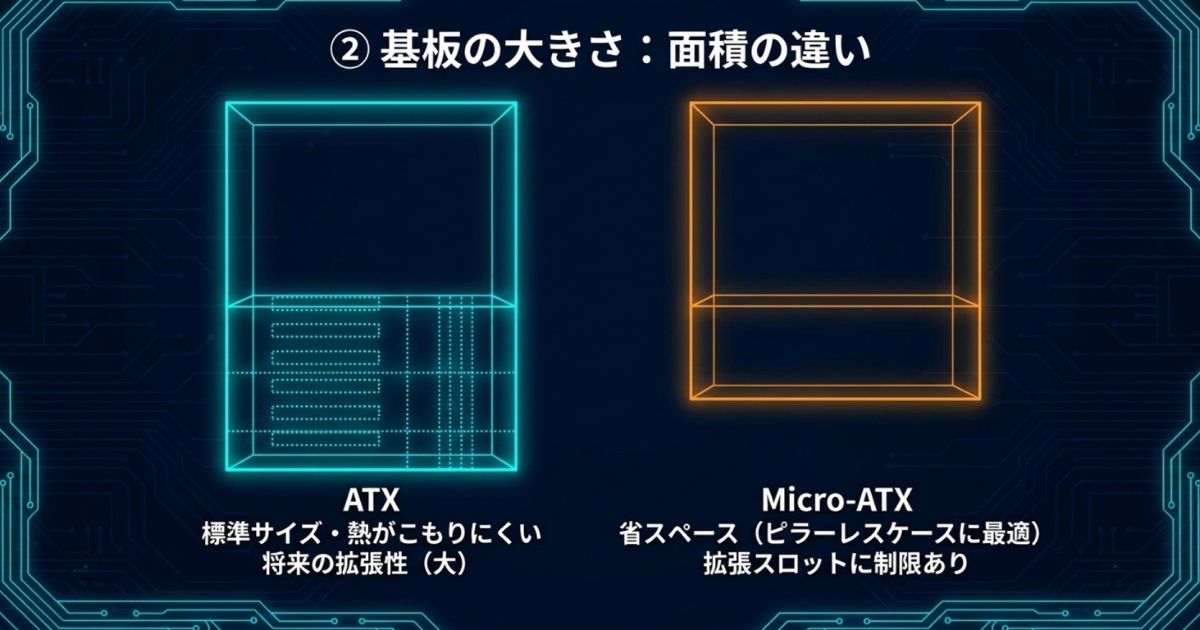 ゲーミングマザーボードのサイズ(ATXとMicro-ATX)の特徴と将来の拡張性の違い