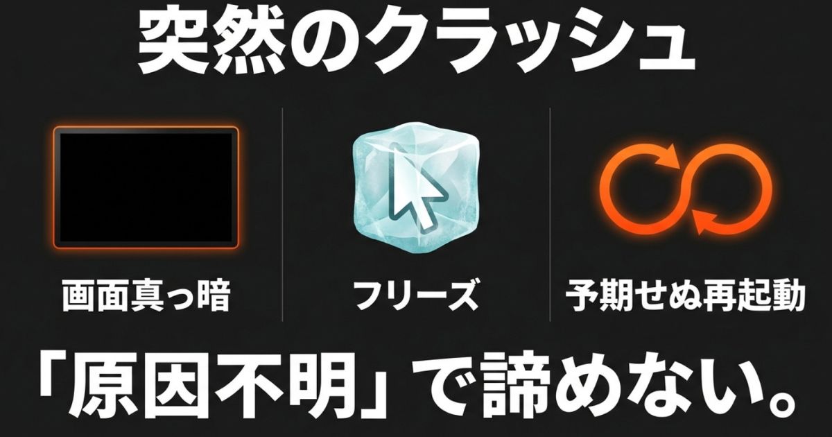 画面真っ暗や予期せぬ再起動などKP41病の突然のクラッシュ症状