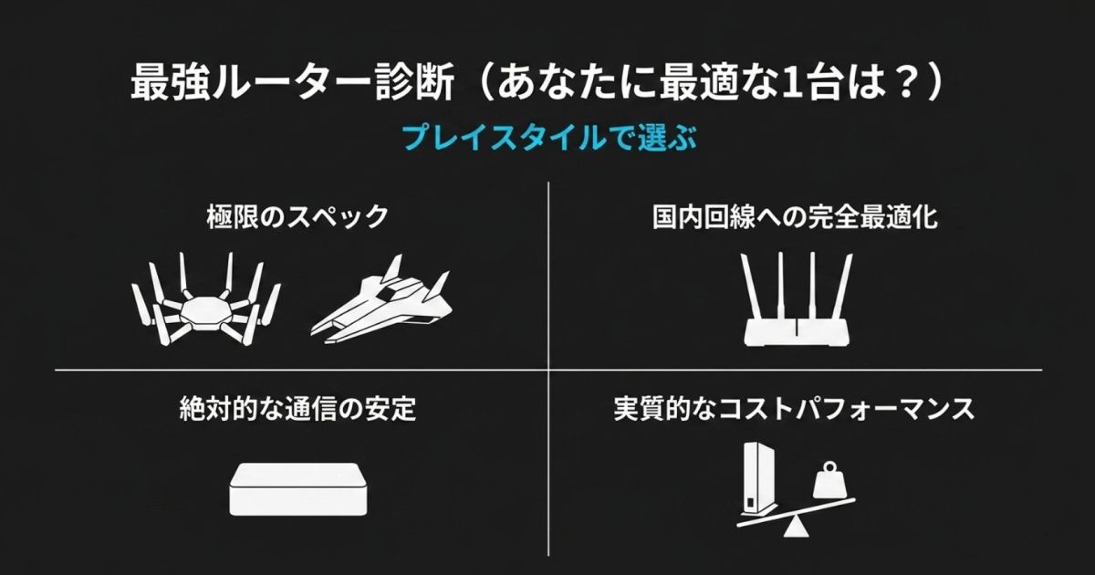 プレイスタイルに合わせて最適な1台を選ぶためのルーター診断表