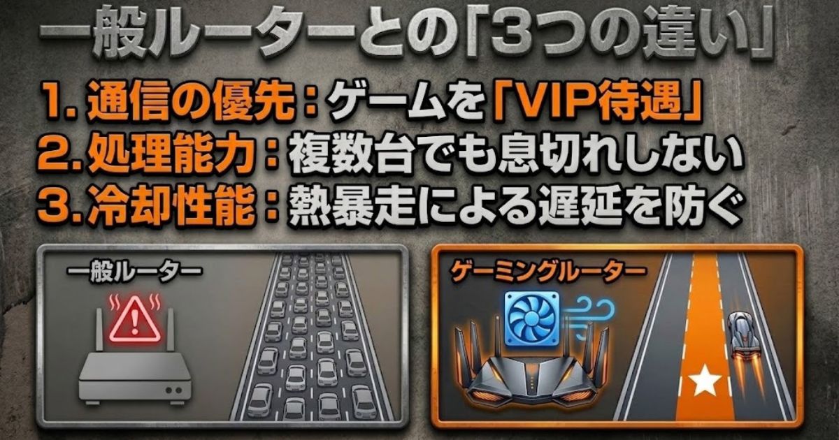 一般ルーターとゲーミングルーターの3つの決定的な違い