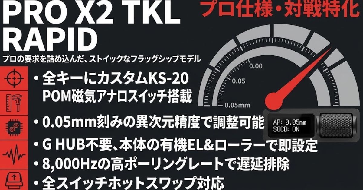 競技向けに特化した最新フラッグシップ機PRO X2 TKL RAPID